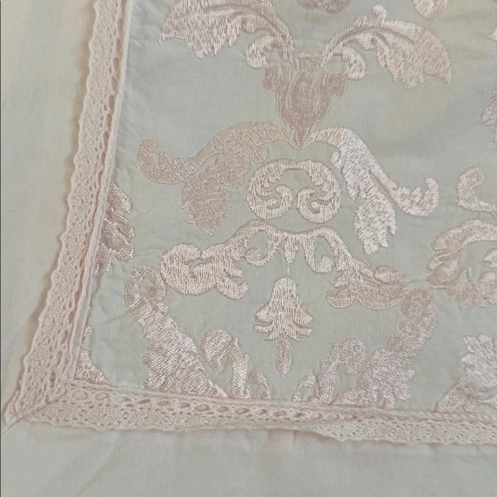 Simply Shabby Chic  | Euro Pillow  Cover | Pink Cotton Embroidered